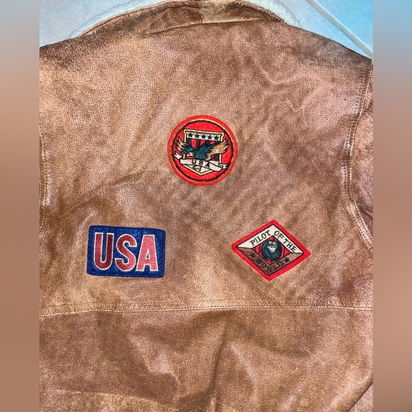 Vintage Leather Bomber Jacket - Picture 3 of 5